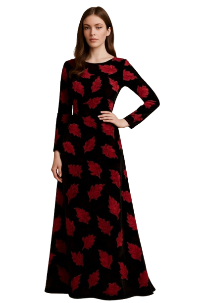 Mahroon Burnout Dress